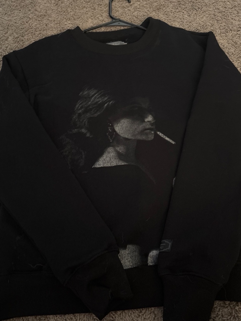 Undercover Black Crewneck with Monochrome Portrait Print